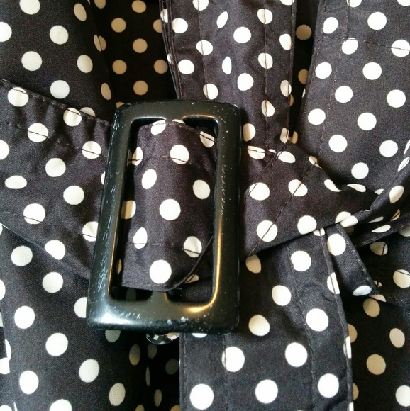Style&Co. Black & White Polka-Dot Trenchcoat, Sz L - Picture 5 of 8
